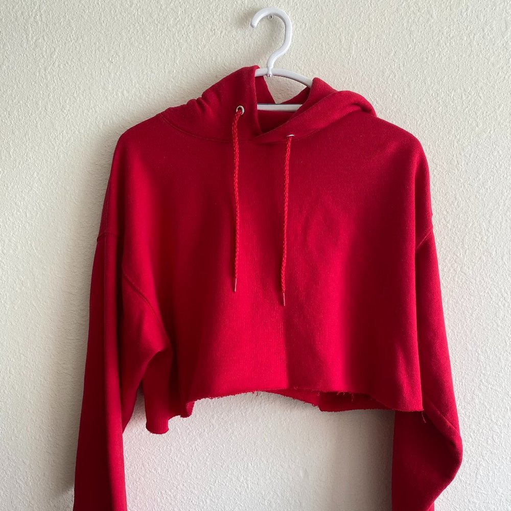 Red Hanes Cropped Hoodie